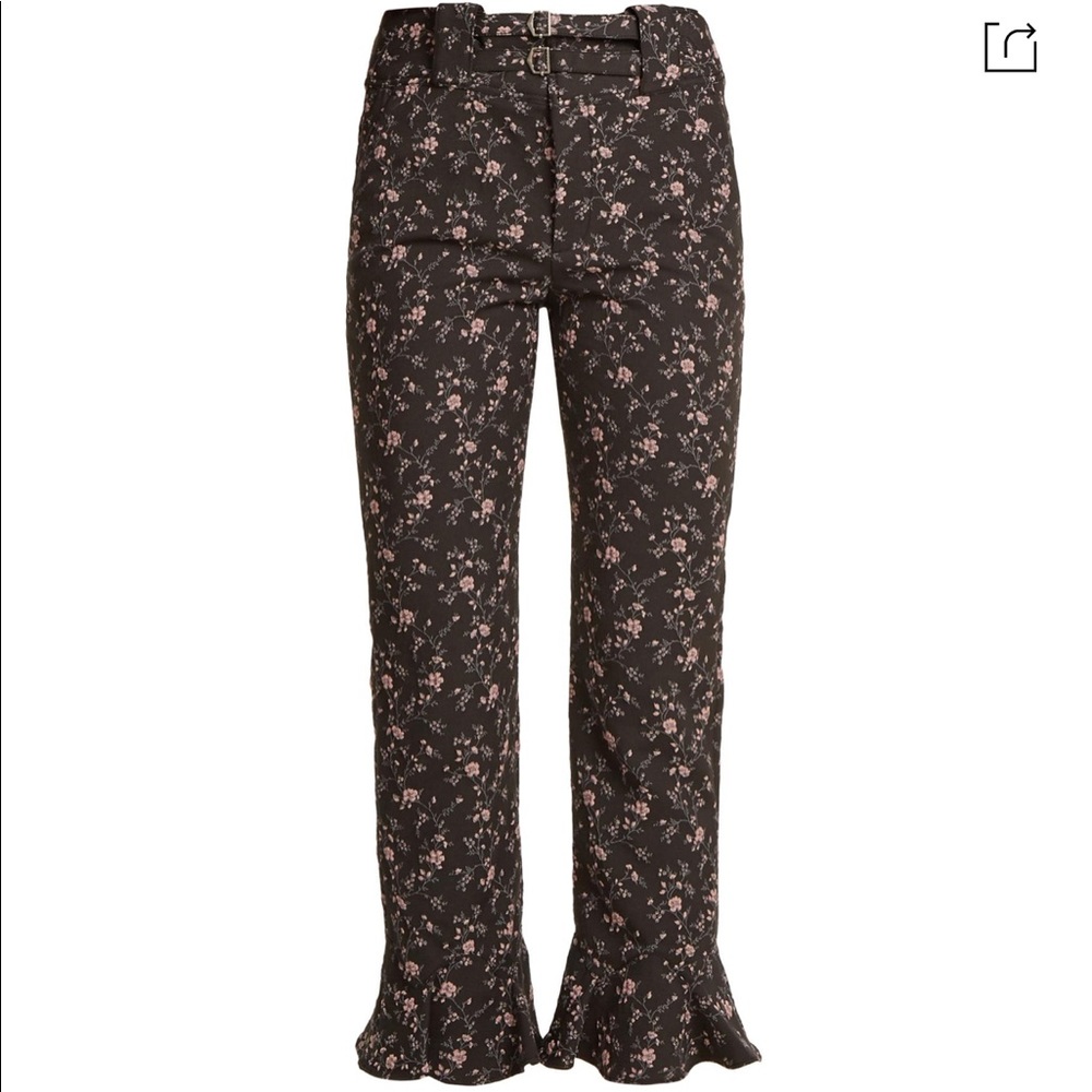 Rebecca Taylor Ruffled Floral-Jacquard Trousers